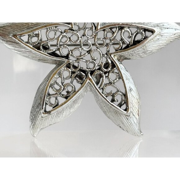 Gerry's Signed Silver T Faux Filigree Starfish Figural Vintage Brooch Lapel Pin - Picture 6 of 10